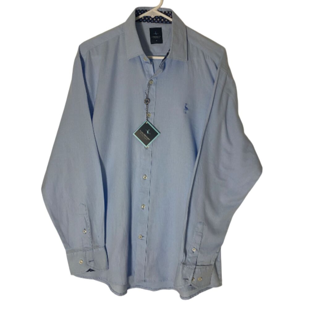TailorByrd Micro Gingham Long Sleeve Button-Down Shirt Size Medium